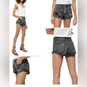 FREE PEOPLE SZ: 28 Women's Romeo Rolled Cuff Denim Shorts Black Mambo (b5